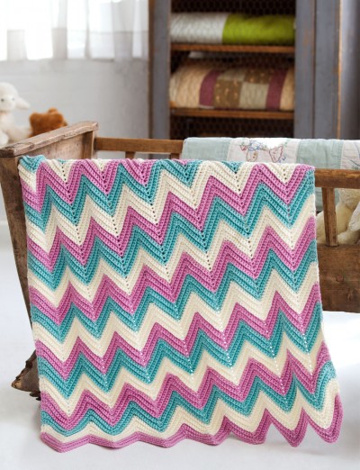 Caron Zig Zag Baby Blanket Crochet Free 1