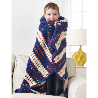 Woven-Look Striped Child's Blanket Crochet Pattern