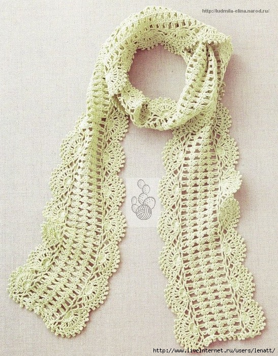 crochet scarf pattern with shell border