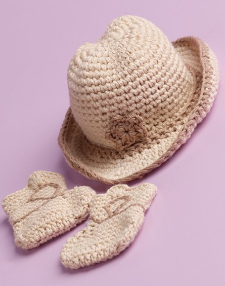 Cotton Wool Cowboy Hat and Booties