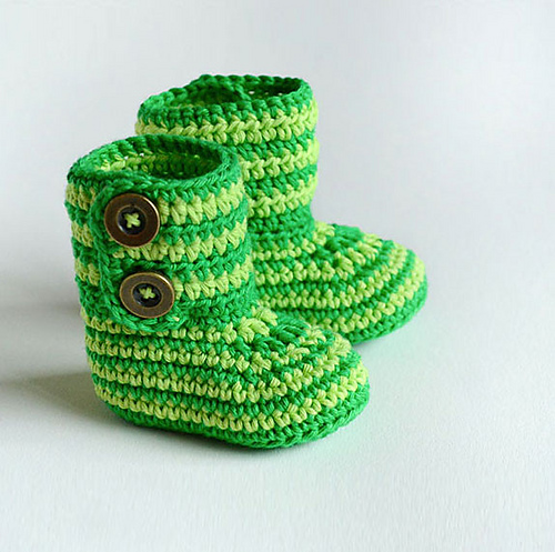 Green Zebra Baby Booties crochet pattern