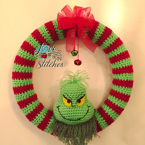 Grinch Wreath free crochet pattern