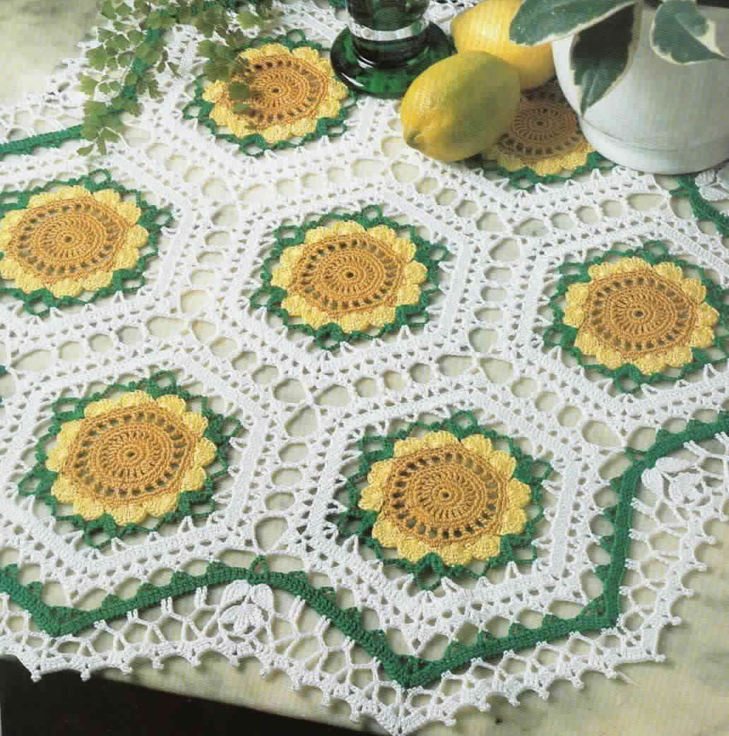 Sunflower Doily Crochet Pattern Jacquard Knitting Coaster Rug 