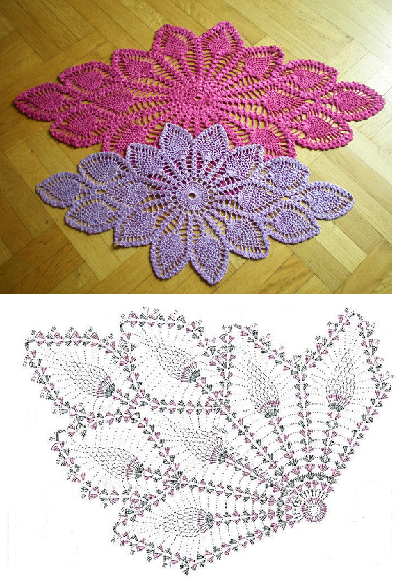 Diamond Oval Pineapple Doily Free Pattern Diagram