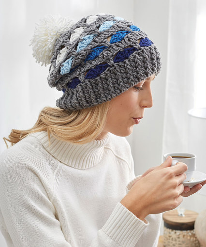 Striping Shells Hat Free Crochet Pattern
