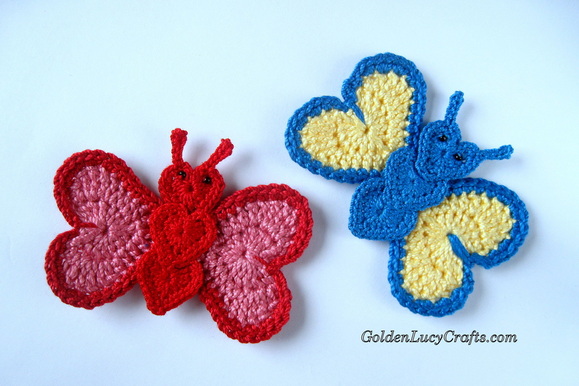 Crocheted Hearts Butterfly