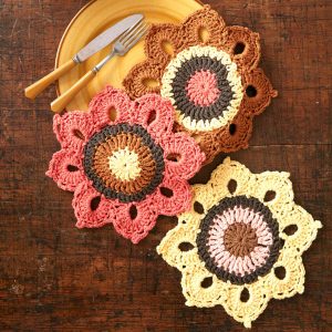 Woodsy Sunflower Crochet Dishcloths Free Pattern