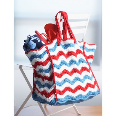 Patriotic colors are striped in a ripple pattern in this bag that's large enough to hold your beach accessories. Shown in Lily Sugar 'n Cream.