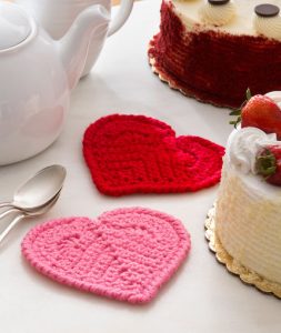 Valentine Heart Coaster Free Crochet Pattern