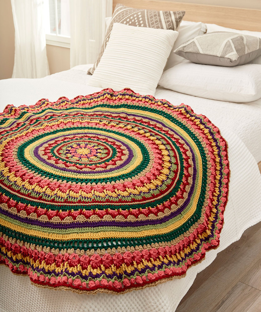 Circular Fall Mandala Throw Free Crochet Pattern
