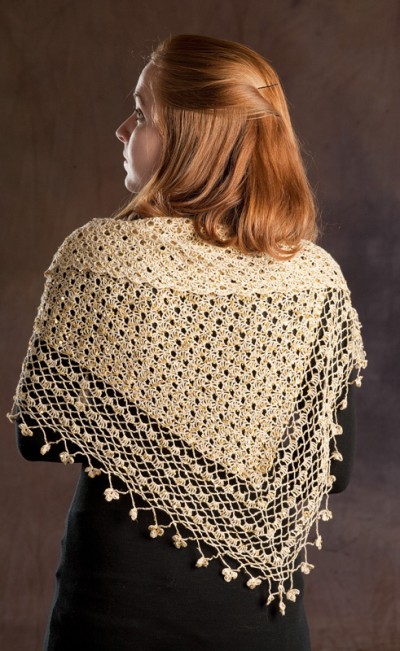  Crocheted Shawl with Sequins Free Crochet Pattern