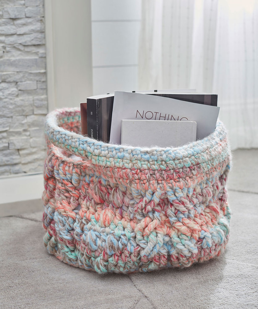 Cabled Basket Free Crochet Pattern