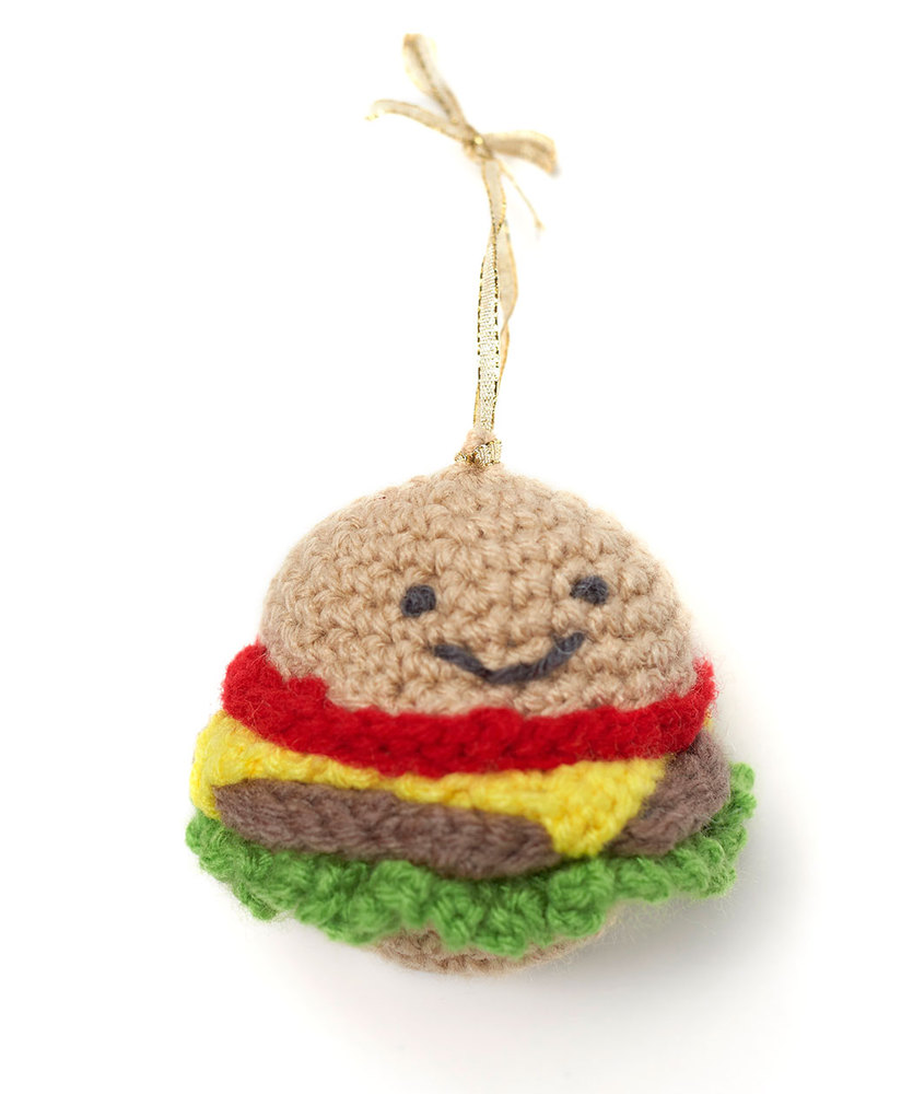 Happy Hamburger Ornament Free Christmas Crochet Pattern