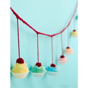 Pompom Cupcake Garland Free Crochet Pattern