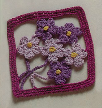 Purple Flowers Free Crochet Square Pattern