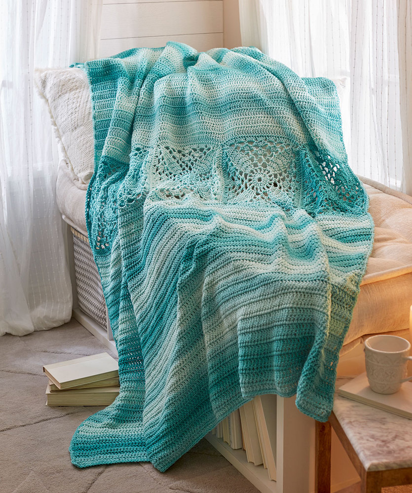 Pretty Squares in a Row Bed Throw Free Crochet Pattern