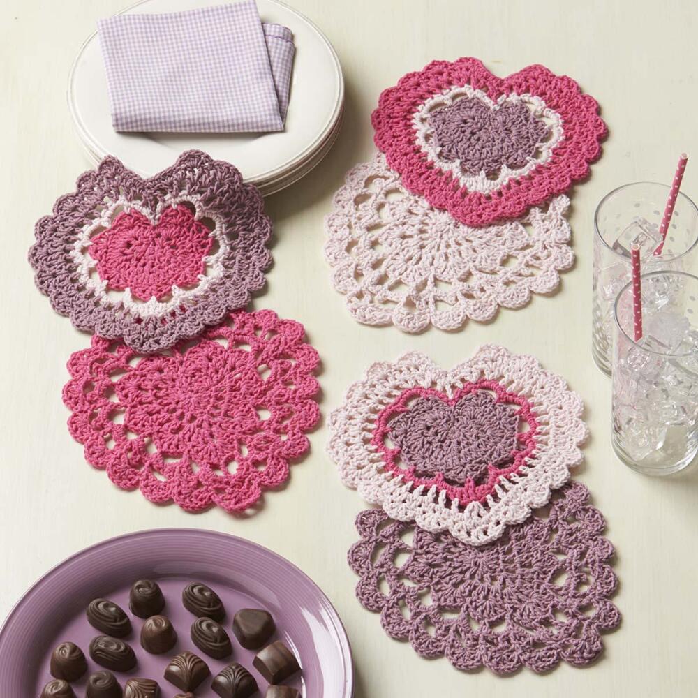 Lovely Lace Heart Doilies Free Crochet Pattern