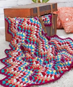 Throw-back Granny Chevron Free Crochet Blanket Pattern