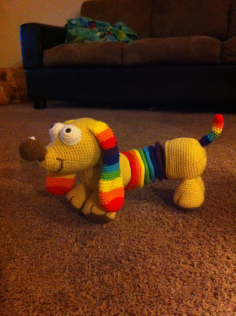 Rainbow Slinky Dog Free Crochet Amigurumi Dog Pattern