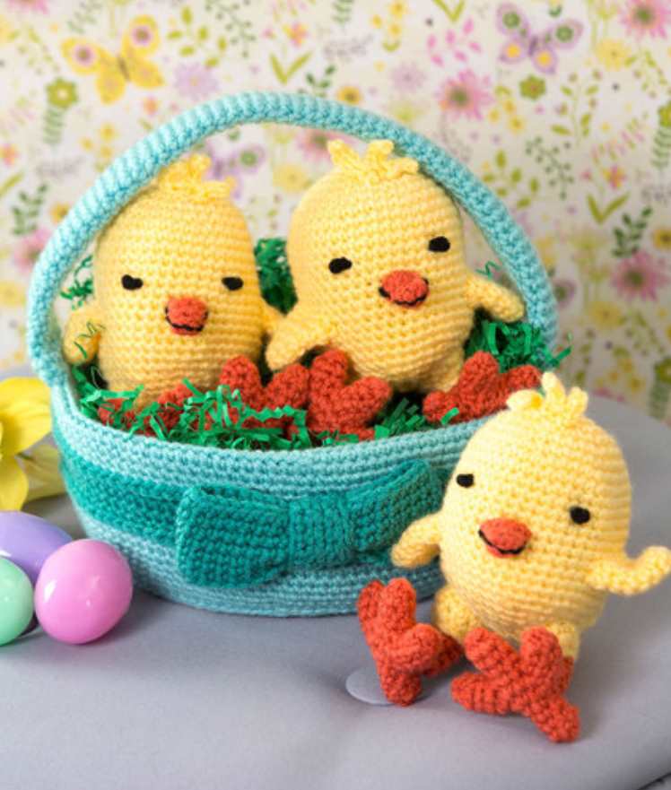 Three Chicks in a Basket Free Easter Crochet Pattern
