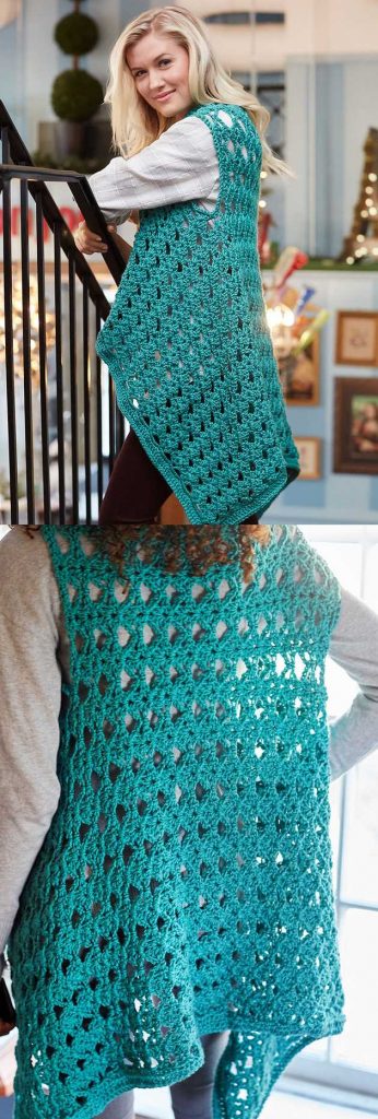 Free Crochet Pattern for a Cozy No Seam Vest.