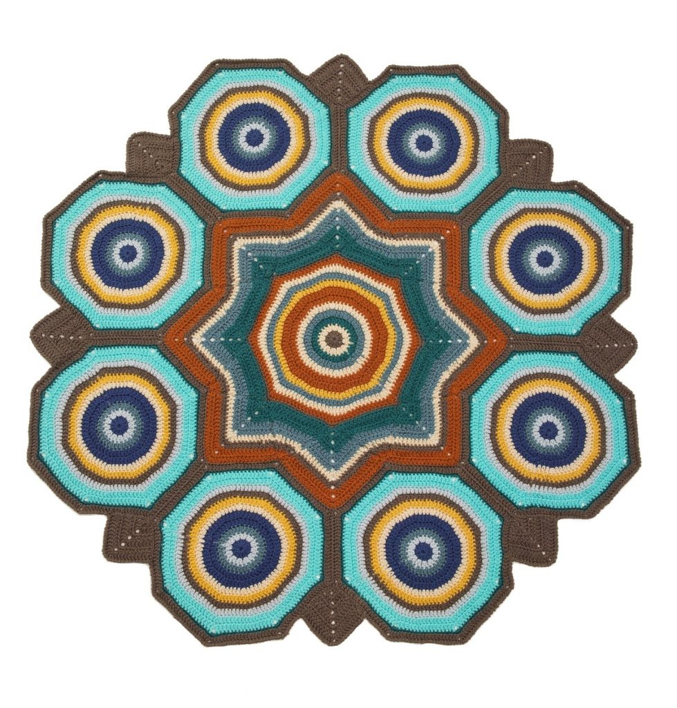 Free Crochet Pattern for a Star Mandala Afghan.
