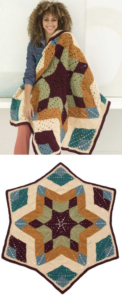 Free Crochet Pattern for an Ozark Star Mandala Afghan