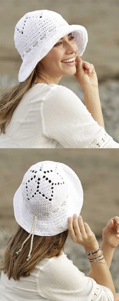 Free Crochet Pattern for a Sunny Smiles Sun Hat.