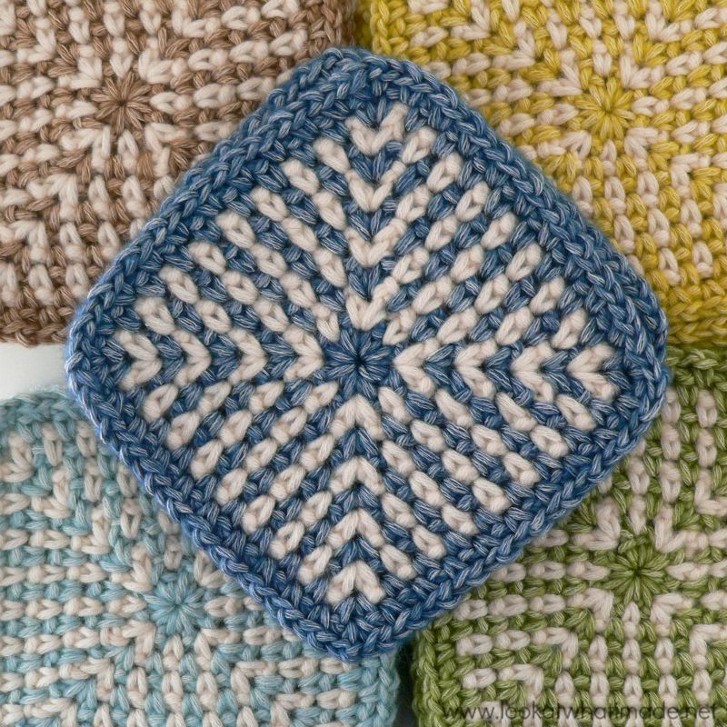 Free Crochet Pattern for a Two-Colour Linen Stitch Square