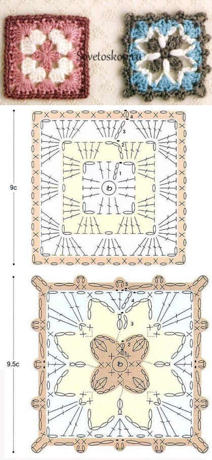 Granny Square Crochet Pattern Diagram (Easy to Read) - This is Crochet