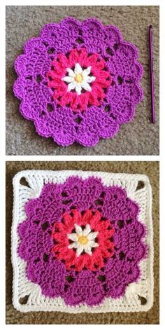 Heart Mandala Octagon to Square Free Crochet Pattern