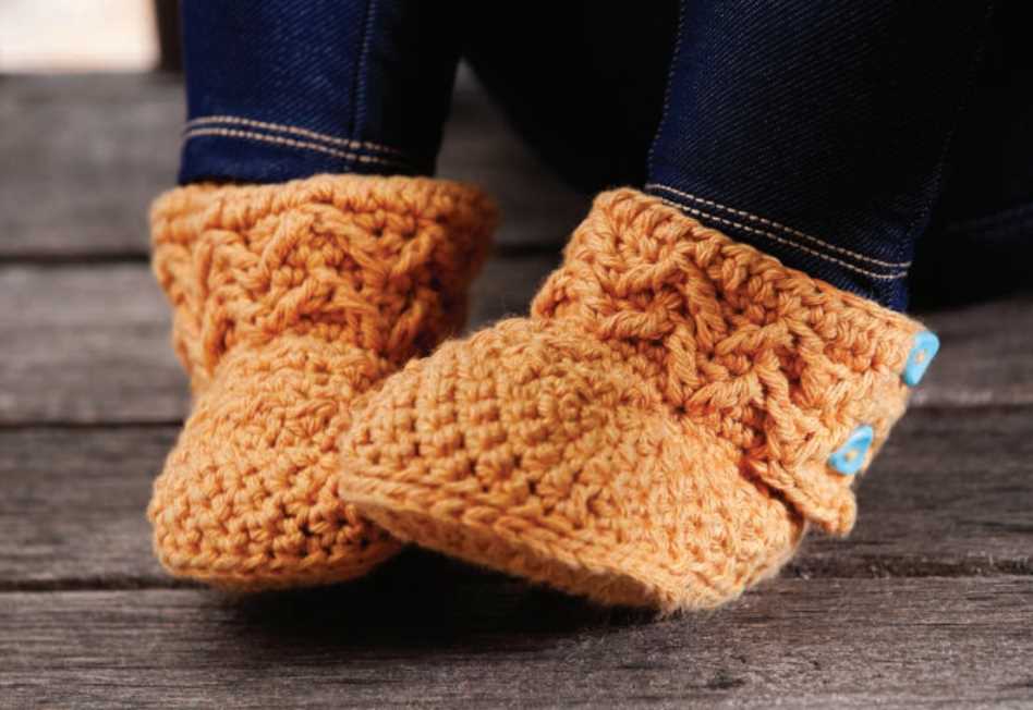 Free Crochet Pattern for Baby Boots. Newborn, 3–6 months, 6–12 months, 18 months–2 years