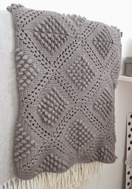 Free Crochet Pattern for a Diamond Bobble Blanket