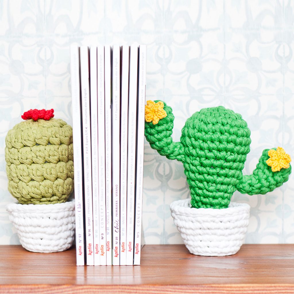 Free Crochet Pattern for Cactus Bookends