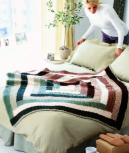Free Crochet Pattern for a Log Cabin Quilt-Inspired Throw