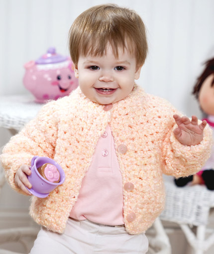 48cm Crochet Pattern #36 Baby Girls 4ply Crochet Cardigan 3-6Mths 19" 