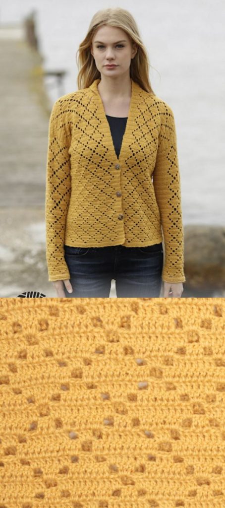 Free Crochet Pattern for a Vintage Honeycomb Cardigan for Women