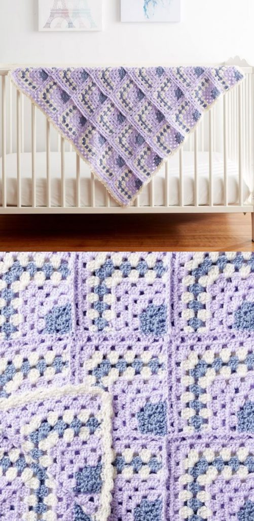 Free crochet baby balnket pattern with granny squares