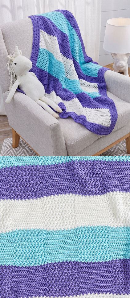 Free crochet pattern for a baby blanket with squares