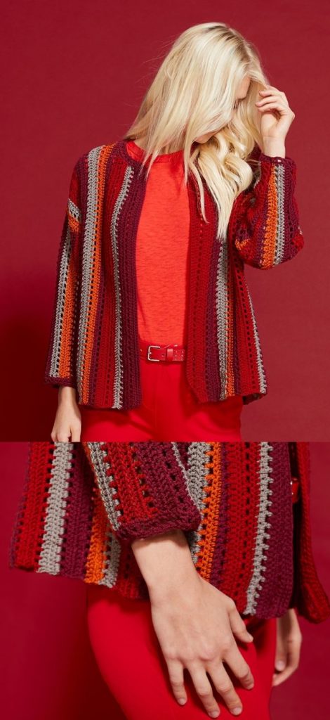 Free Crochet Pattern for a Barcelona Stripes Cardigan for Women