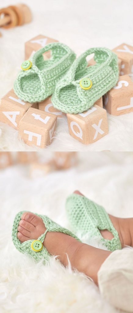 Free Crochet Pattern for Unisex Sandals for Baby