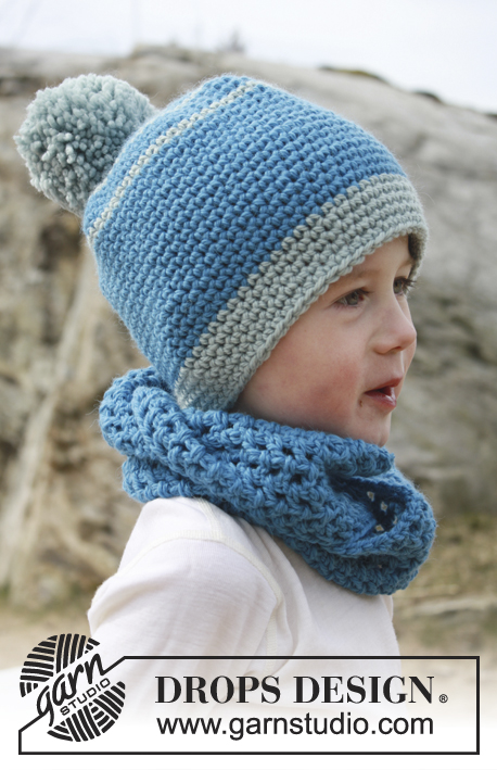 Crochet hat with pompom and neckwarmer for children free pattern