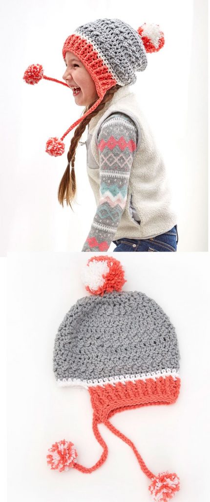 Free Crochet Hat Patterns for Children with pompoms