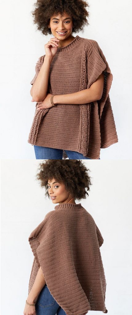 Free Crochet Pattern for a Transitions Cabled Poncho