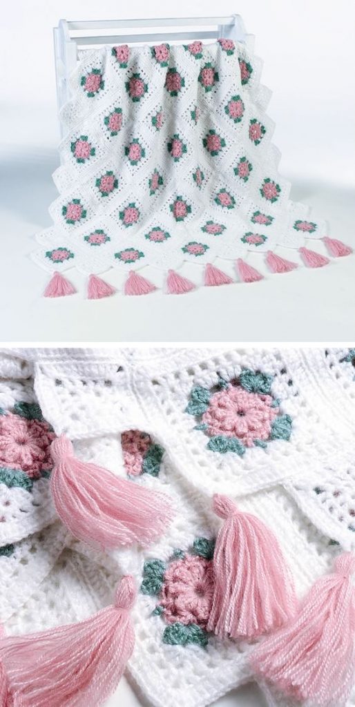 Crochet Flower Blanket Patterns Free rose