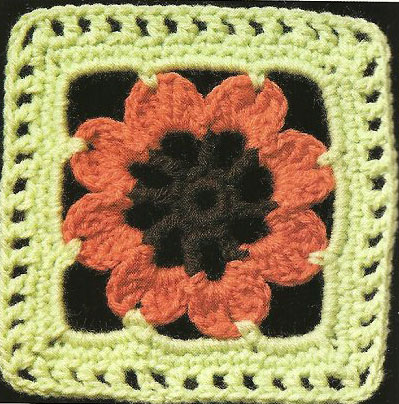 Crochet Square with Flower Inside