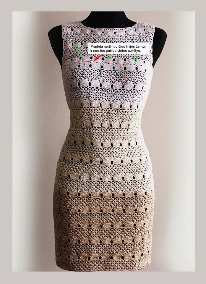 Mesh and Fan Crochet Dress