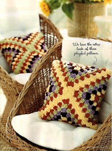 Retro Crochet Granny Pillow