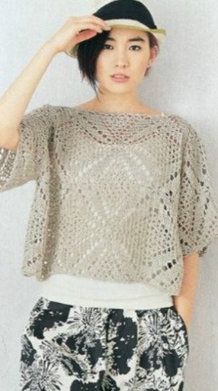 Square Motif Crochet Blouse Pattern