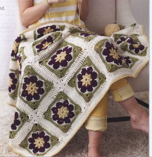 Flower Blanket Square Crochet